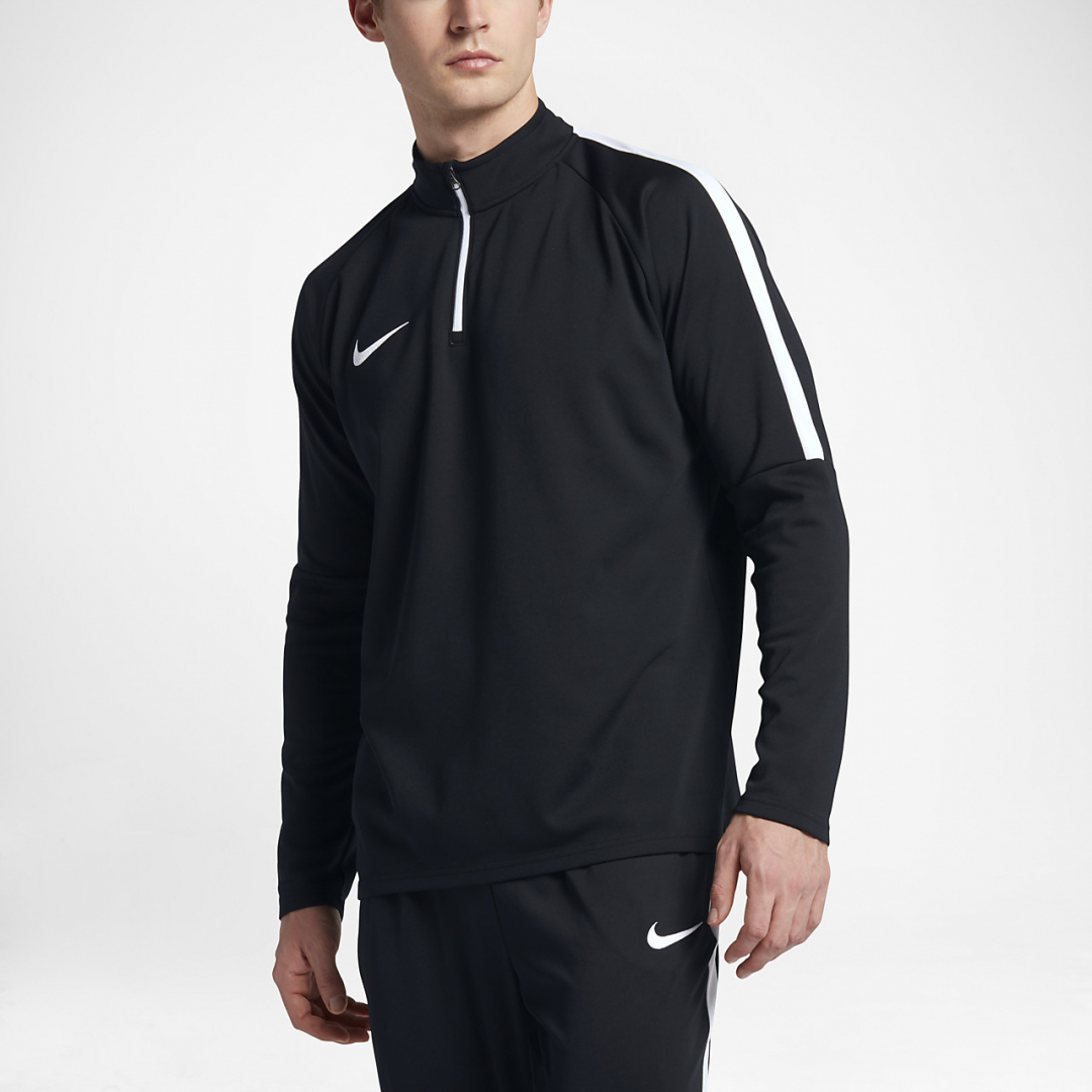 Мужской черный свитшот с молнией до груди и воротником Nike (ч/б)