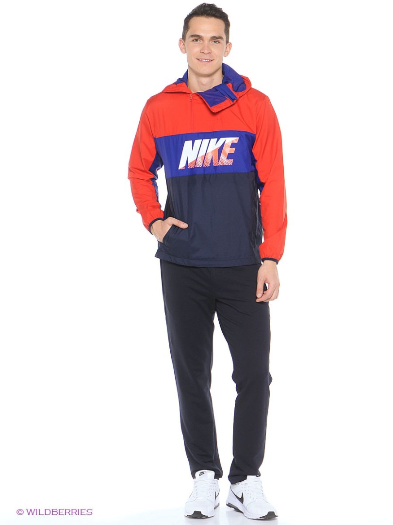Ветровка Nike с капюшоном (красный/синий)