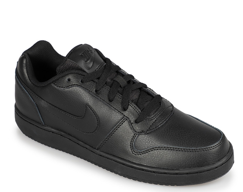 Утепленные черные низкие кроссовки Nike (кожа)