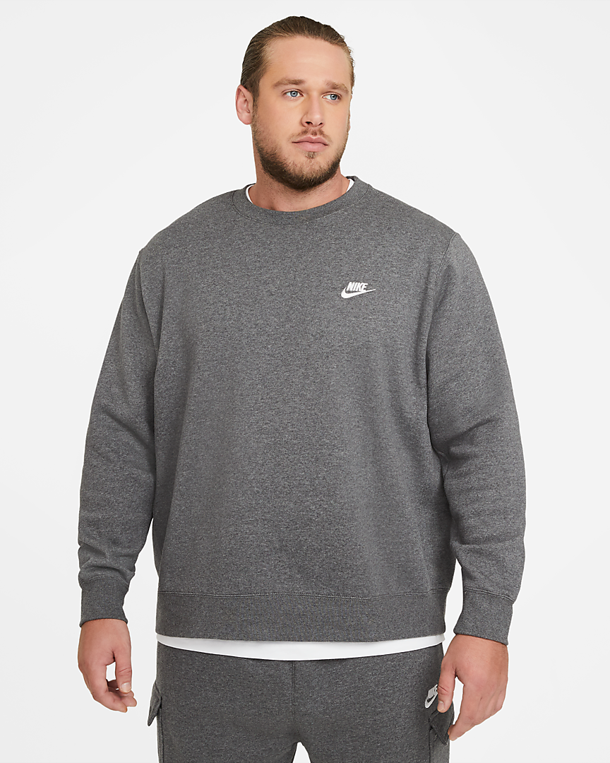Серый свитшот оверсайз Nike Sportswear Club Fleece