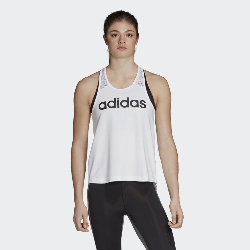 Белая майка для бега Adidas D2m Logo Tank