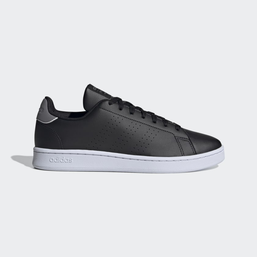 Черные низкие кеды Adidas Advantage Shoes с белой подошвой (ч/б)