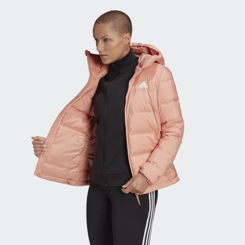 Розовая куртка Adidas Helionic с капюшоном