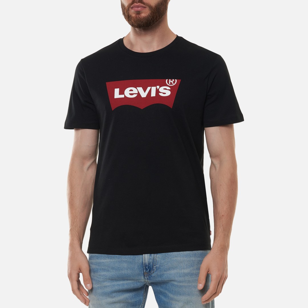 Черная хлопковая футболка Levis Housemark