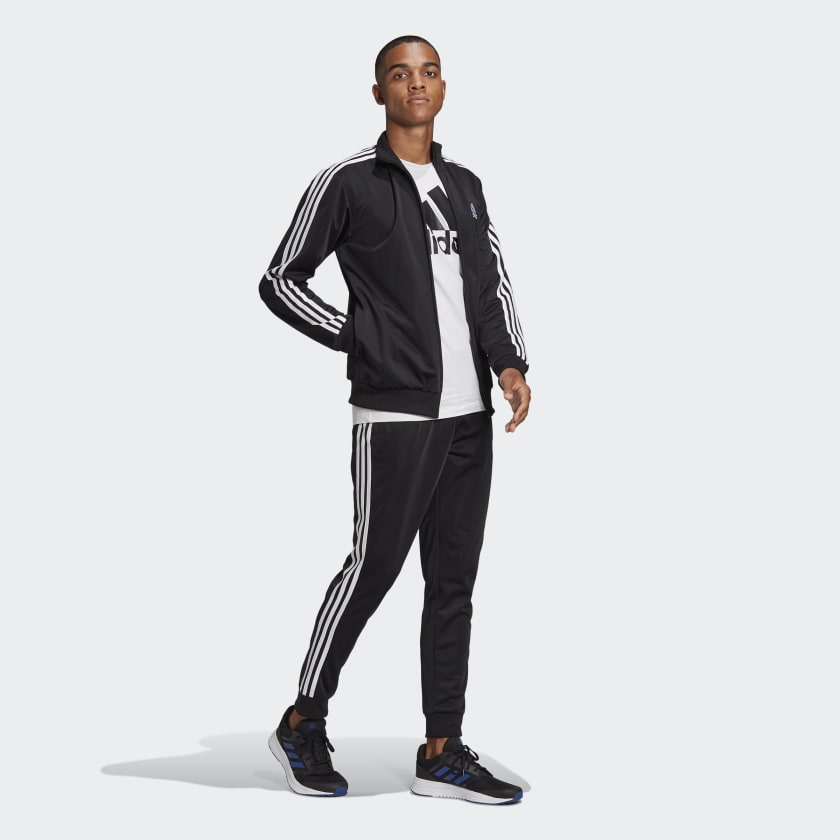 Спортивный черный костюм Adidas 3-Stripes Track Suit с лампасами