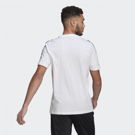 Белая хлопковая футболка Adidas Essentials 3 Stripes Tee