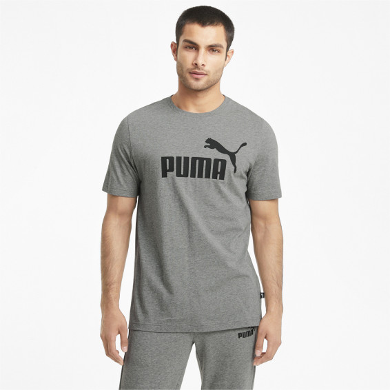Серая хлопковая футболка Puma Essentials с логотипом