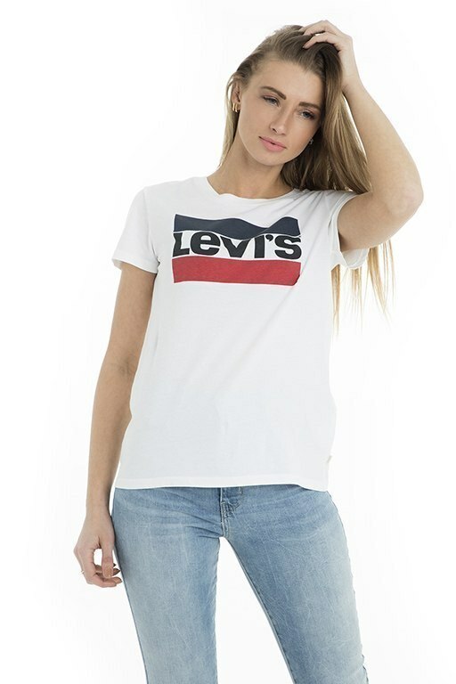 Женская белая футболка с принтом Levi's