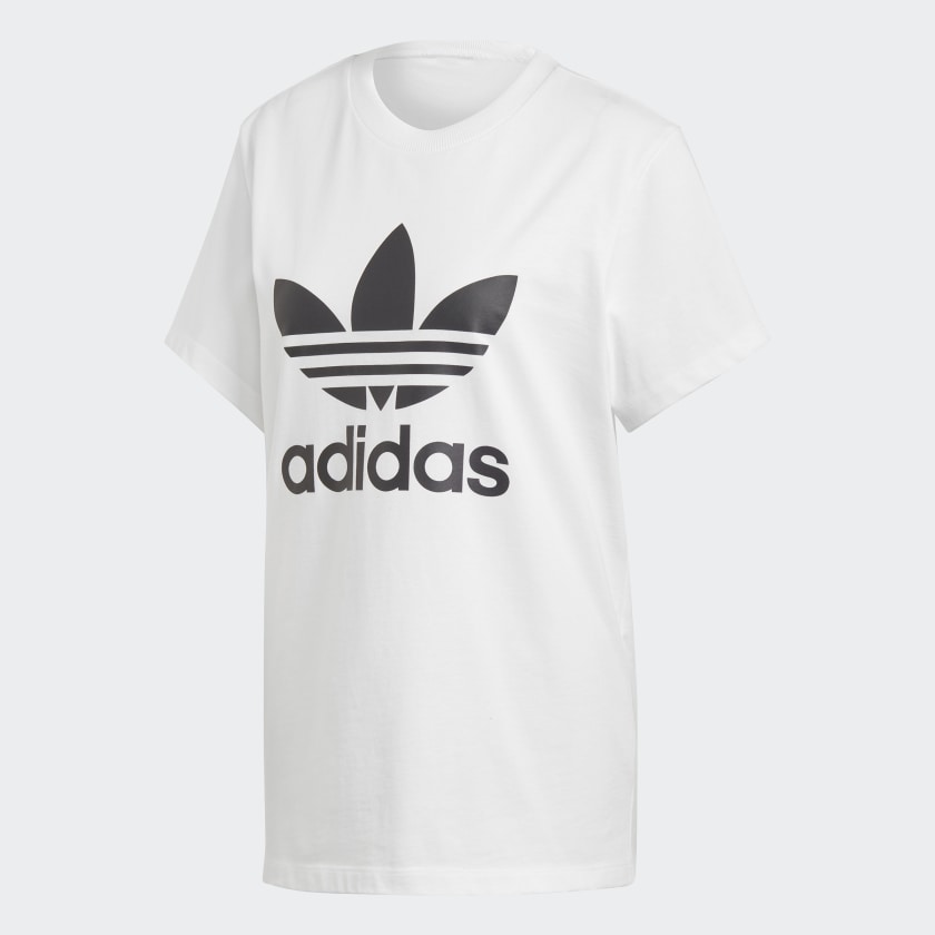 Белая свободная футболка Adidas с принтом