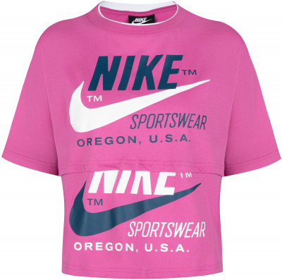Розовая футболка Nike с принтом свободного кроя