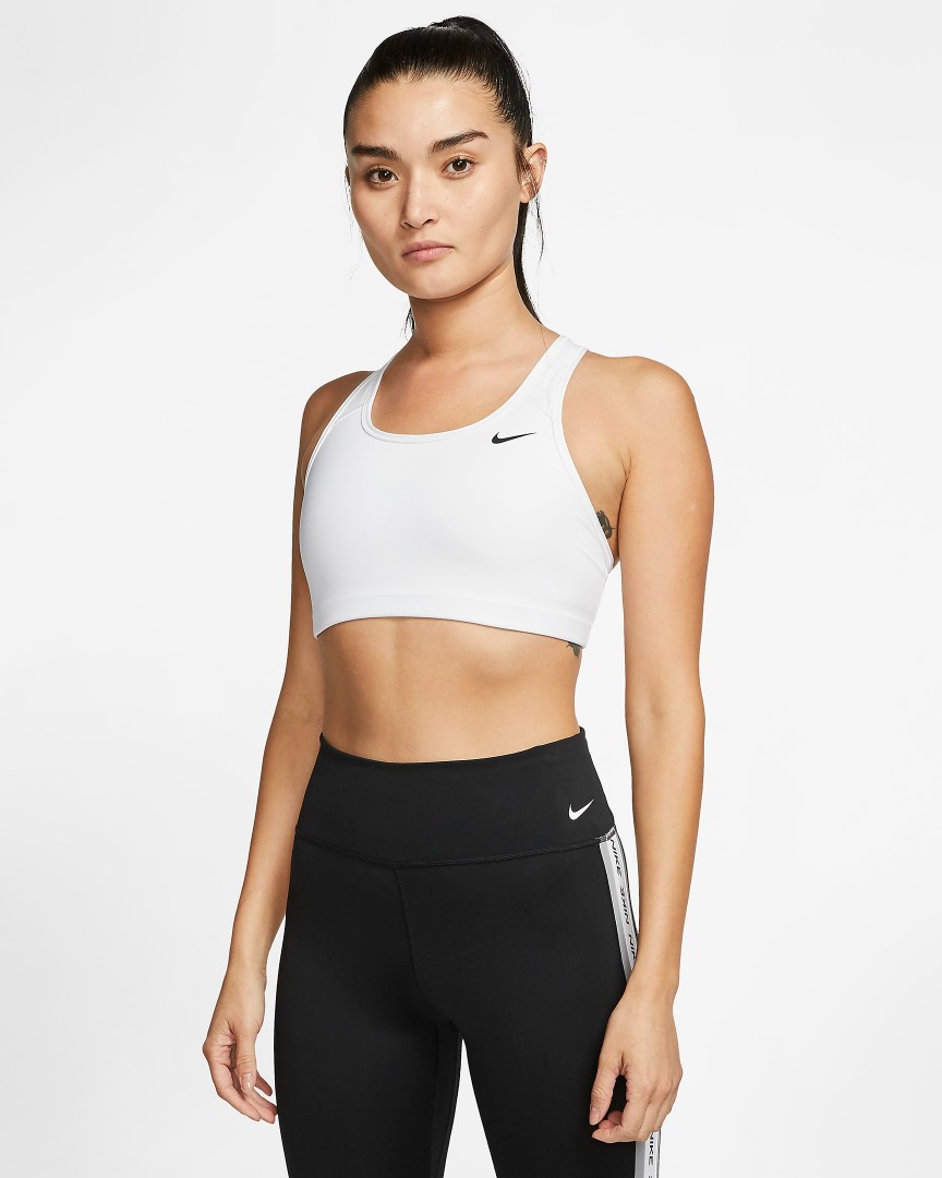 Топ белый поддерживающий Nike Dri-FIT Swoosh для беги и фитнеса