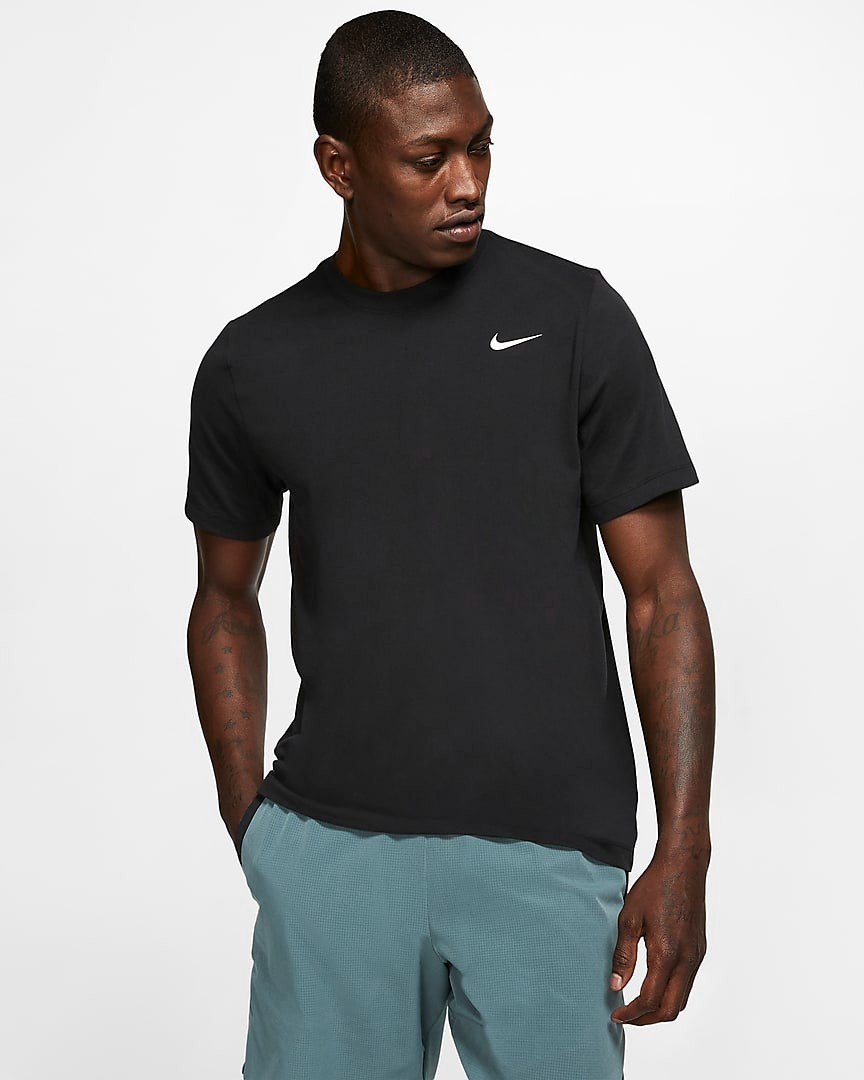 Черная футболка Nike Dry Tee Cotton Crew Solid