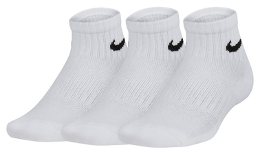 Детские белые носки Nike Performance Cushioned Quarter Training 3-Pack