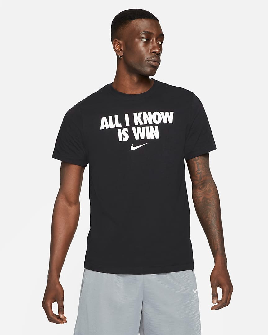 Черная футболка Nike „All I Know Is Win” Basketball Tee Black с надписью
