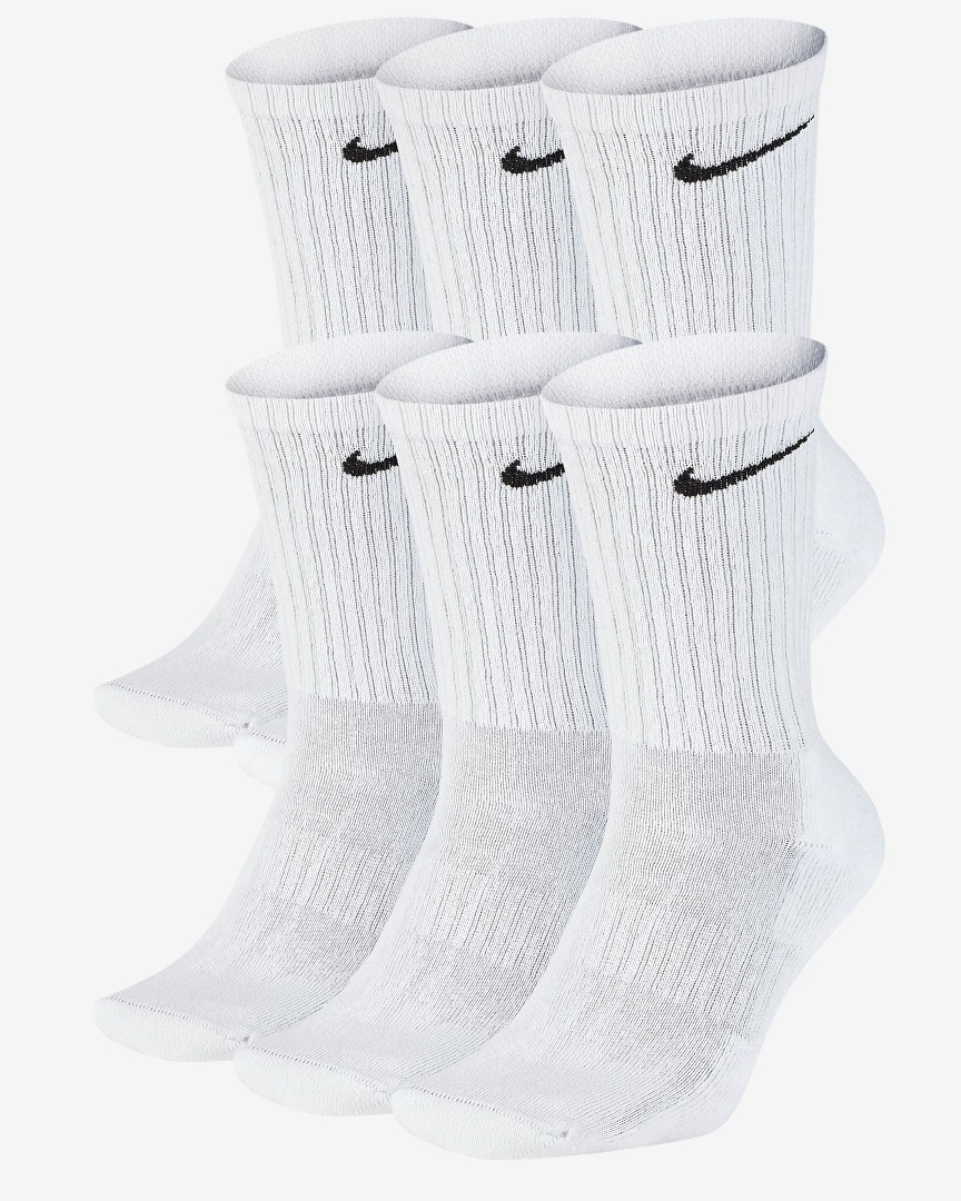 Носки длинные Nike Everyday Cushioned белые (6 шт)